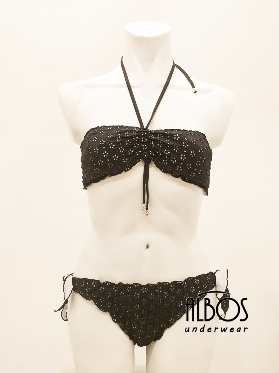 Bikini a Fascia Nero BKM302 - Rosa Pois (1) Bikini a Fascia Nero BKM302 - Rosa Pois (1)