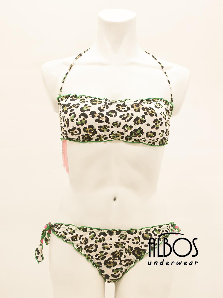 Bikini Fascia Maculato Verde RGM102 - Rosa Pois Bikini Fascia Maculato Verde RGM102 - Rosa Pois