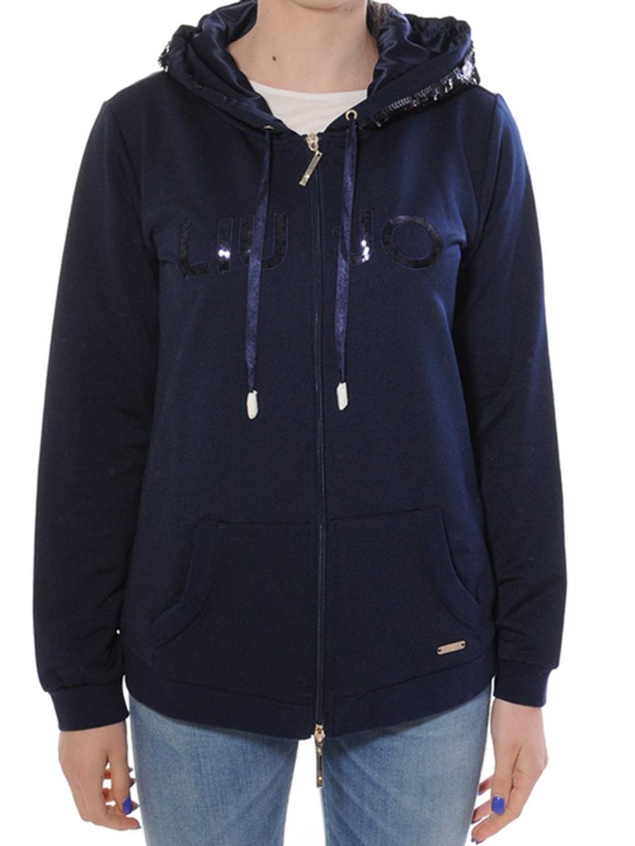 Felpa-Pailletes-con-Cappuccio-Blu-T16048-F0519---Liu-Jo-Sport Felpa-Pailletes-con-Cappuccio-Blu-T16048-F0519---Liu-Jo-Sport