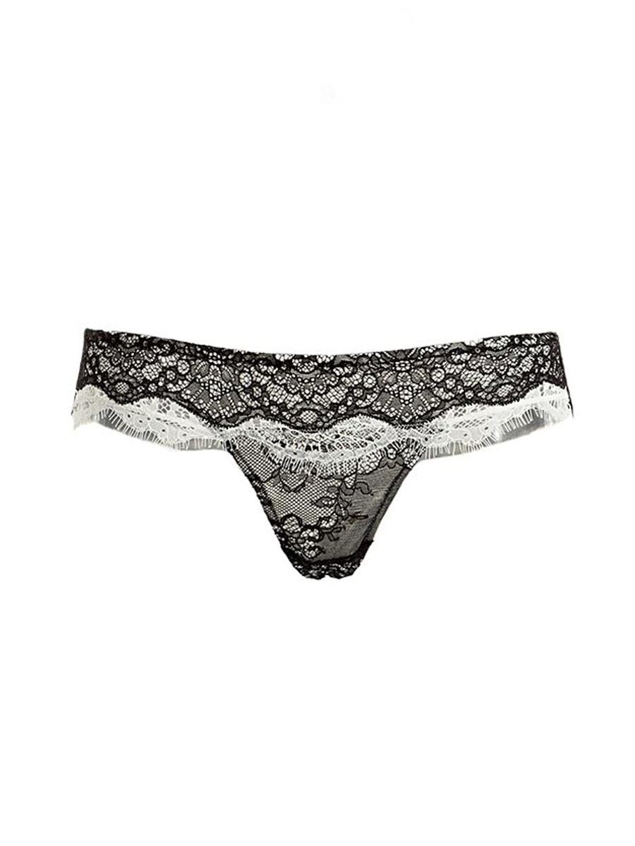 Brasiliana con Pizzo Chantilly e Toulle Nero/Panna BL12 - P44 - Valery |  Albos Underwear - Shop Online Intimo