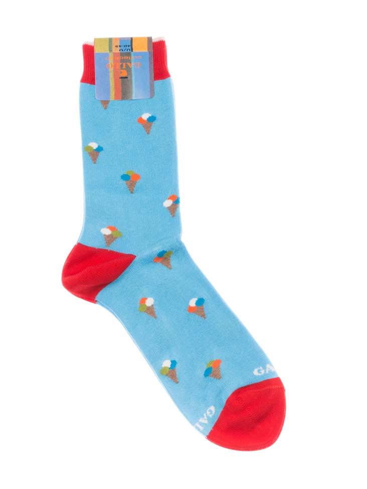 Calzino Corto-Medio in Filo di Scozia Elasticizzato Turchese L2985C 1195 - Gallo