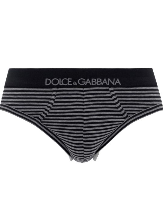 Slip Elasticizzato in Cotone a Righe Grigie e Nere N3B16J FRGA3 S8063 - Dolce & Gabbana