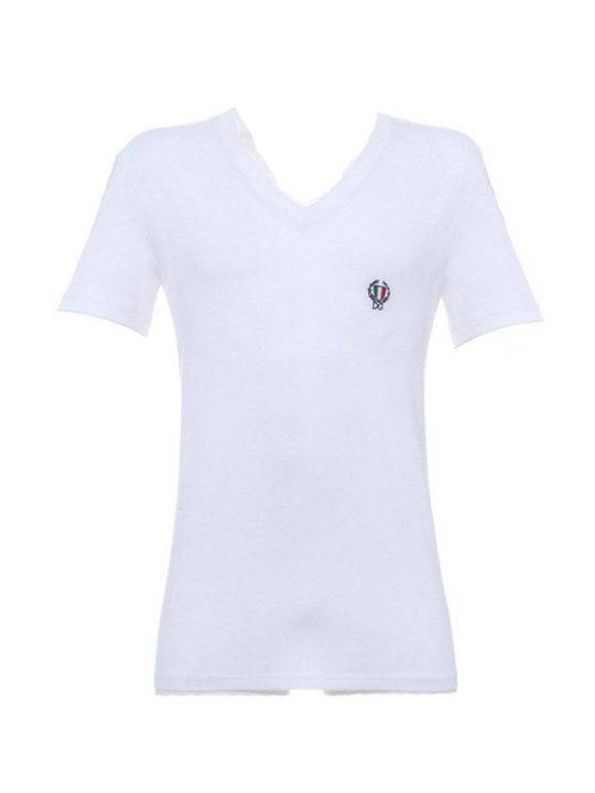 T-shirt Mezzamanica in Cotone Bianco N8A05J O0020 W0800 - Dolce & Gabbana