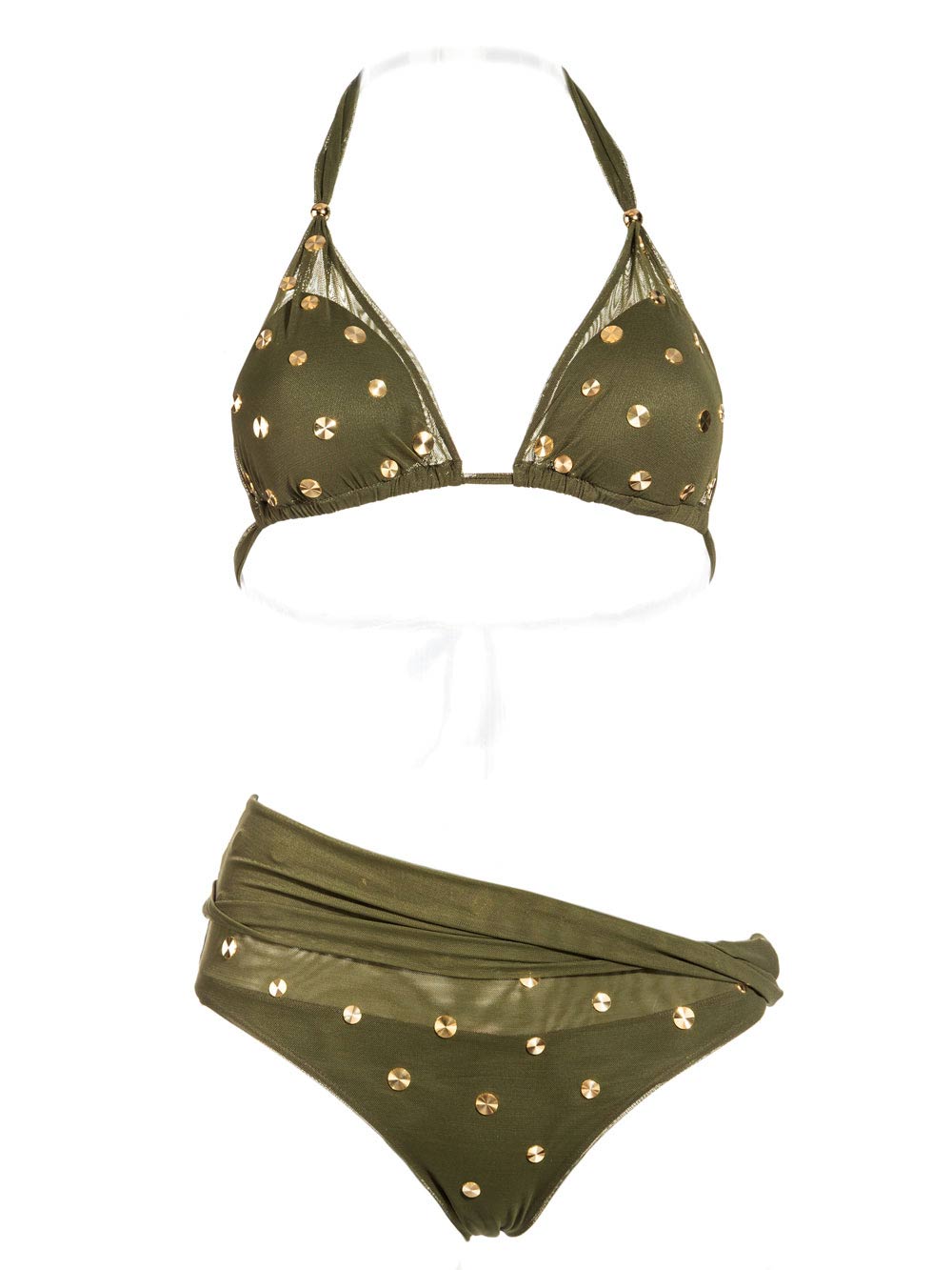 Costume Pin Up Stars Bikini in Toulle Verde Militare (2) Costume Pin Up Stars Bikini in Toulle Verde Militare (1)