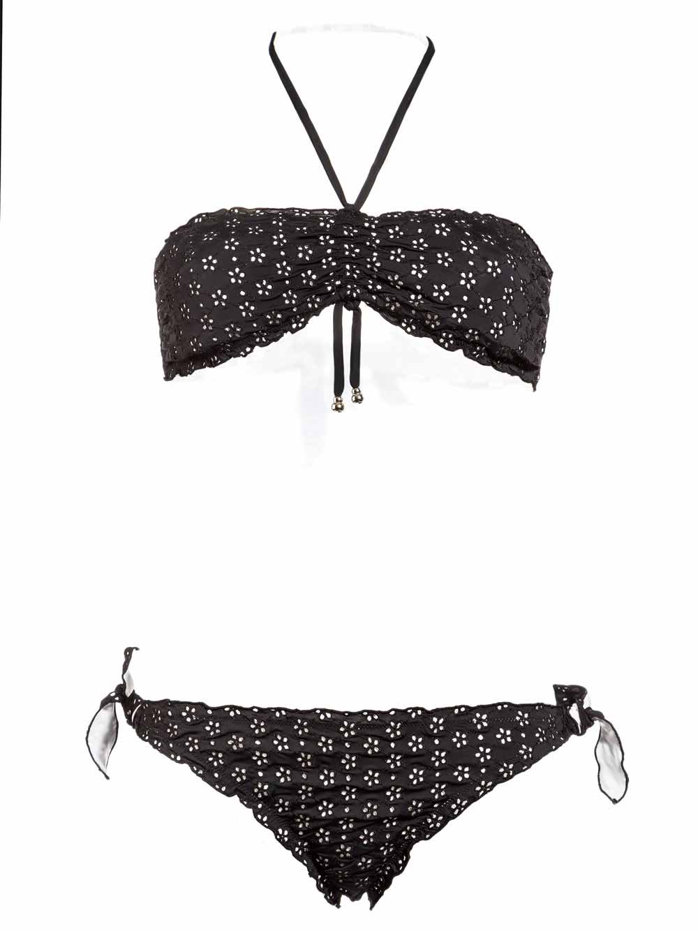 Costume Bikini Nero a Fascia e Slip con Laccetti BKM302 LOY - Rosapois (2) Costume Bikini Nero a Fascia e Slip con Laccetti BKM302 LOY - Rosapois (2)