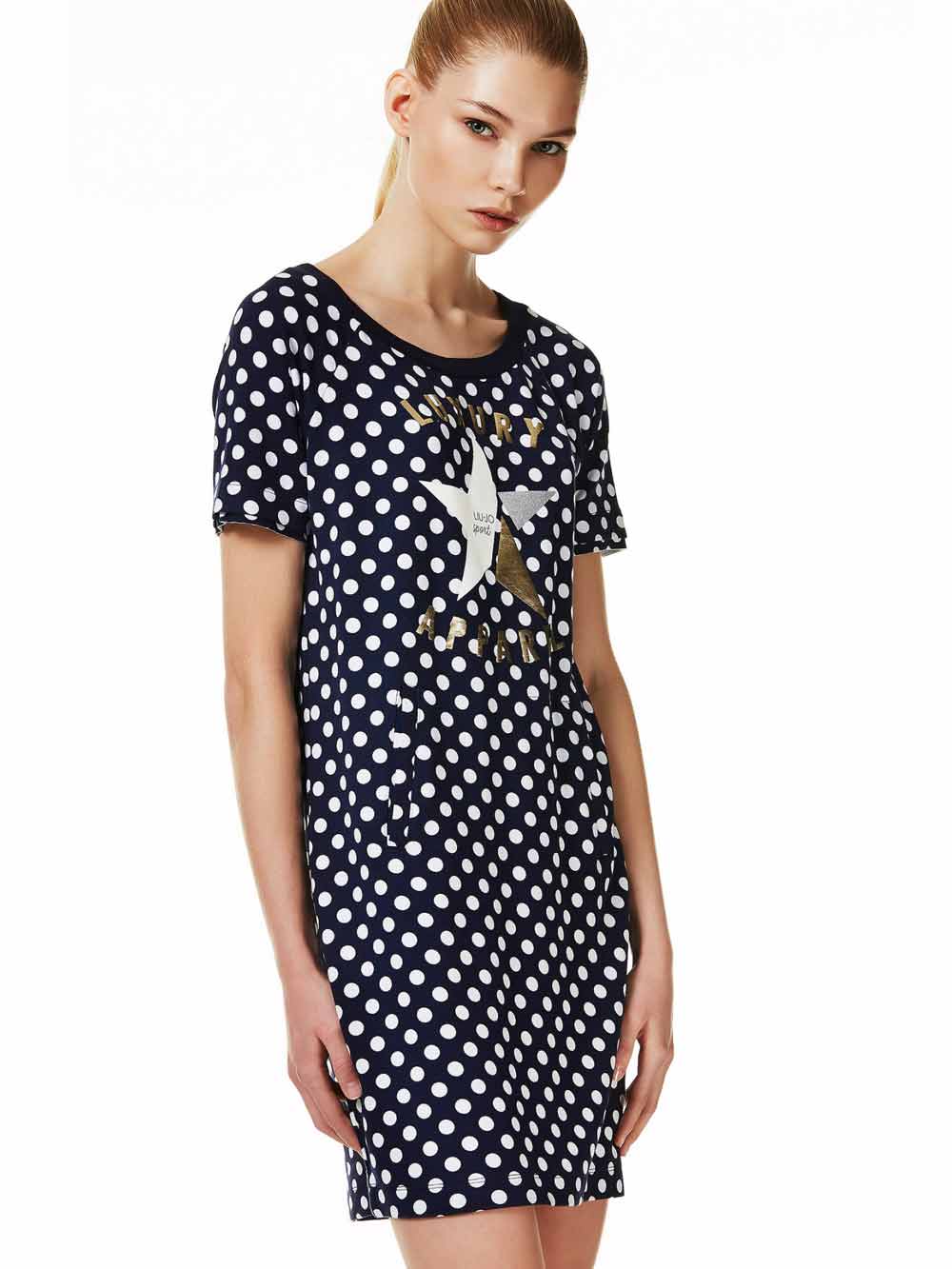 Abito Donna Liu Jo Nero con Stampa a Pois - T17043F0636W9225 Abito Donna Liu Jo Nero con Stampa a Pois - T17043F0636W9225