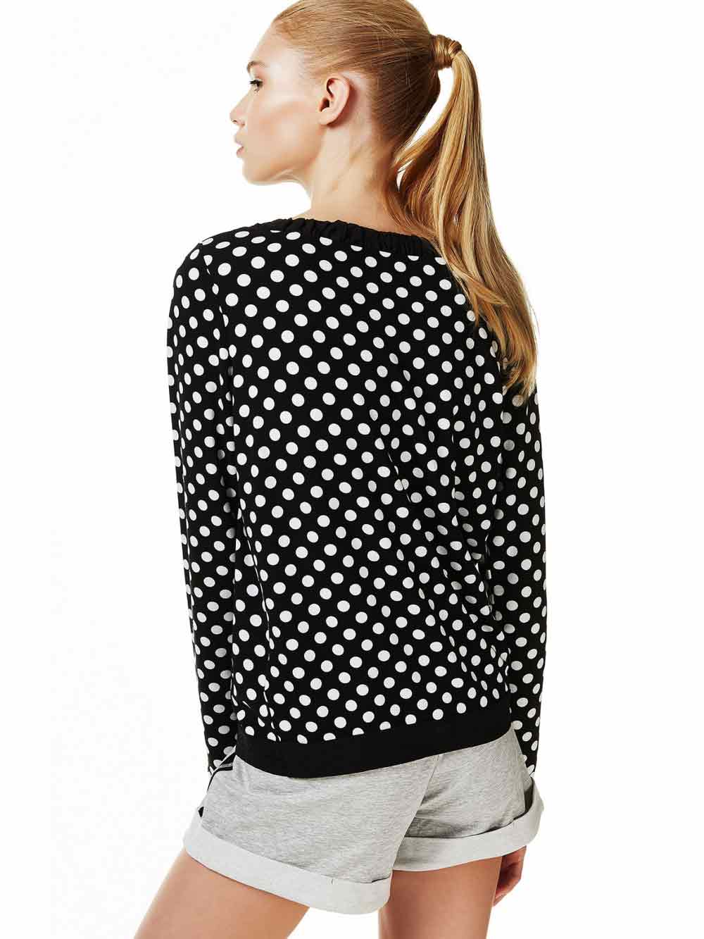 Felpa Donna Liu Jo Nera a Pois - T17040F0636W9225 Felpa Donna Liu Jo Nera a Pois - T17040F0636W9225