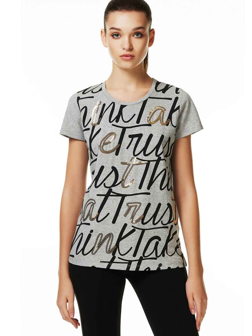 T-Shirt Donna Liu Jo Grigio Melange in Jersey - T17123J79242043 T-Shirt Donna Liu Jo Grigio Melange in Jersey - T17123J79242043