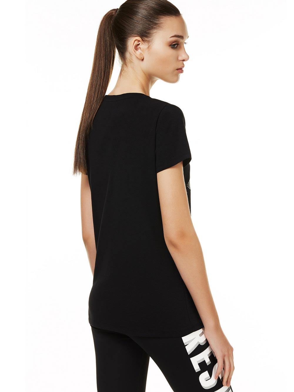 T-Shirt Donna Liu Jo Nera in Jersey Stampato - T17162J792422222 T-Shirt Donna Liu Jo Nera in Jersey Stampato - T17162J792422222