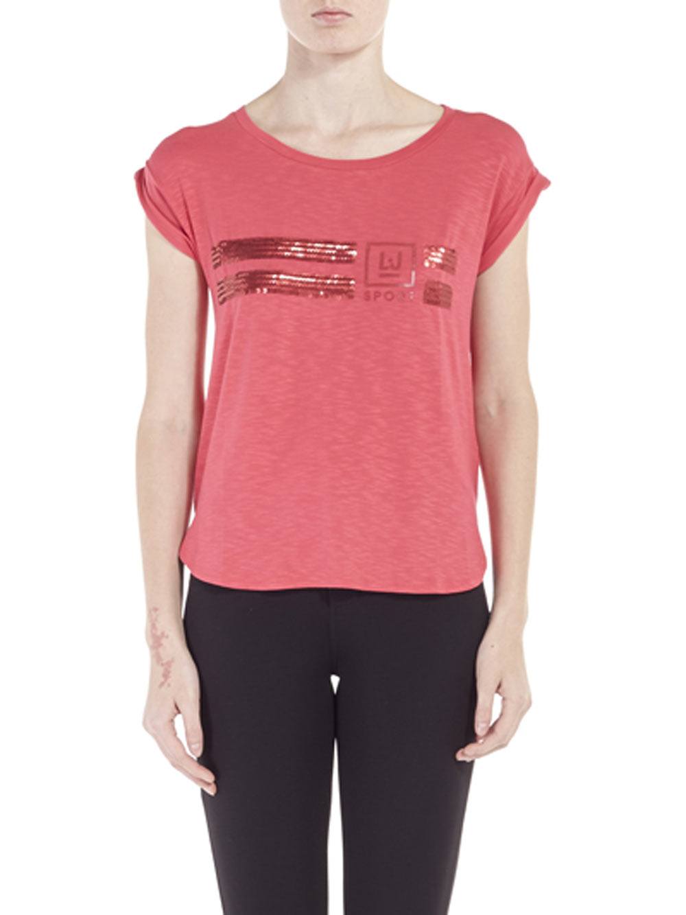 T-Shirt Donna Liu Jo Rosa Lampone in Jersey Fiammato - T17094J914081852 T-Shirt Donna Liu Jo Rosa Lampone in Jersey Fiammato - T17094J914081852