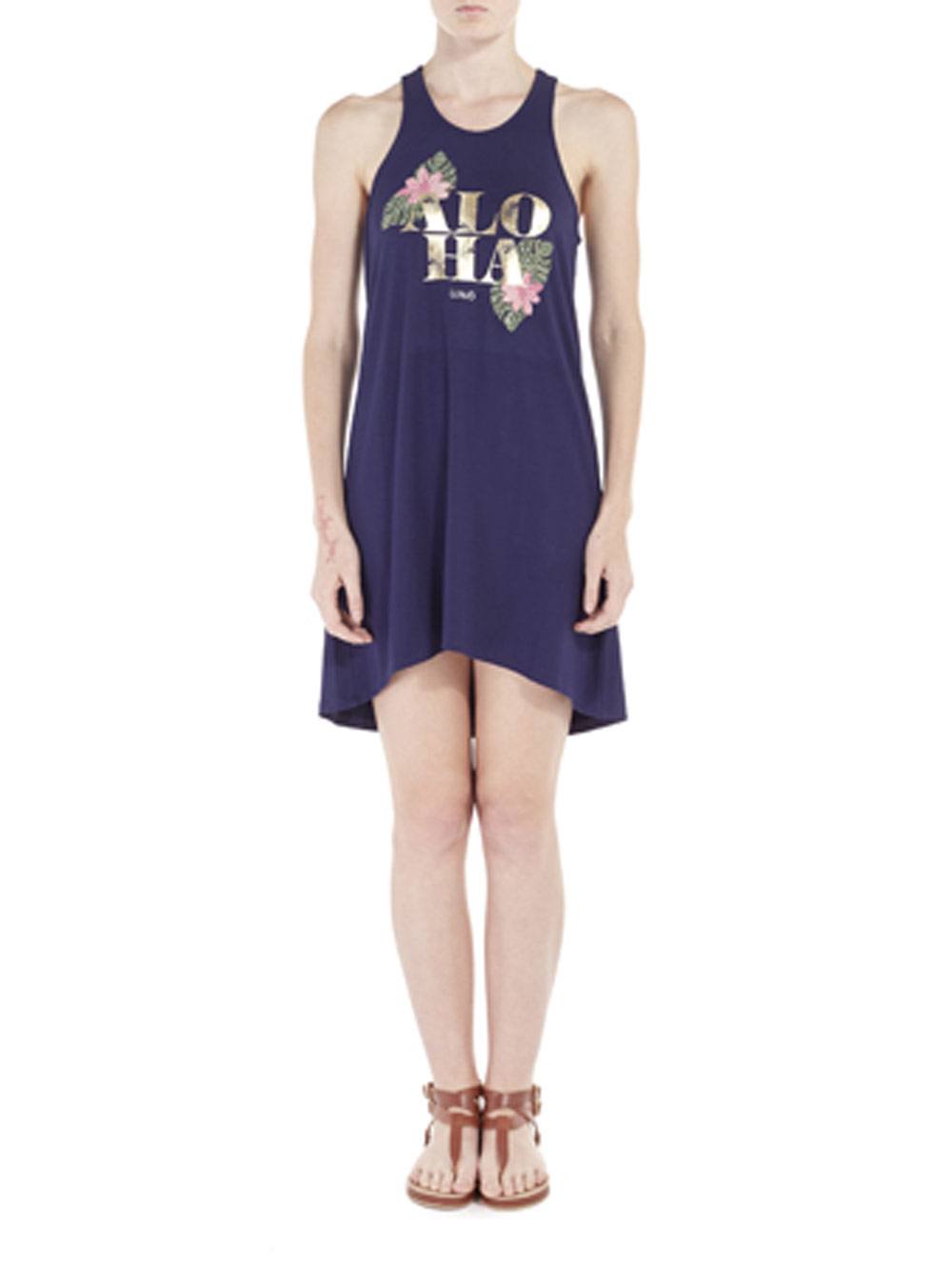 Abito Donna Liu Jo Blu con Stampa Dorata - V17050J699893810 Abito Donna Liu Jo Blu con Stampa Dorata - V17050J699893810