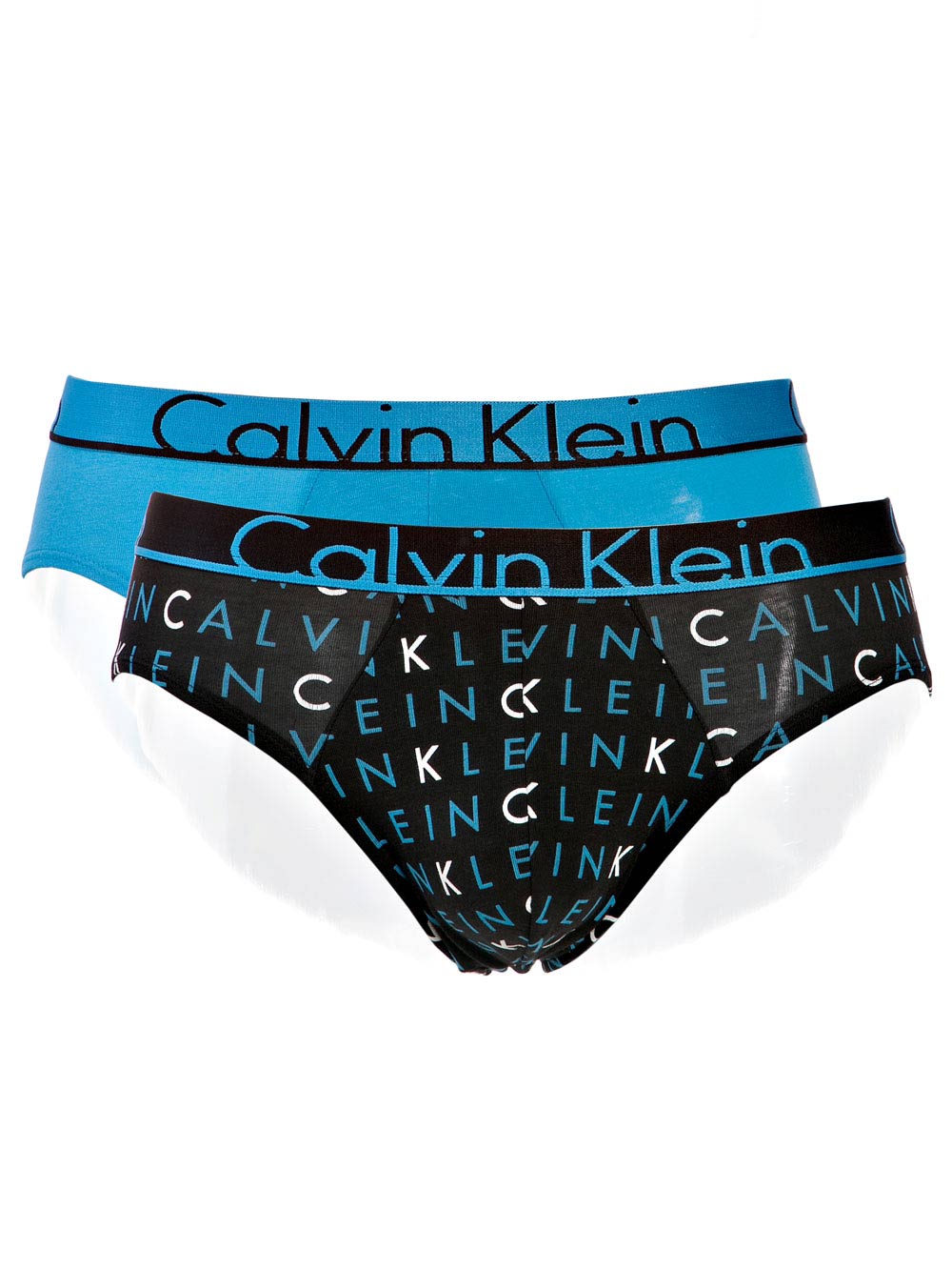 Slip Bipack Calvin Klein in Cotone Nero e Azzurro - NU8642ASBJ Slip Bipack Calvin Klein in Cotone Nero e Azzurro - NU8642ASBJ