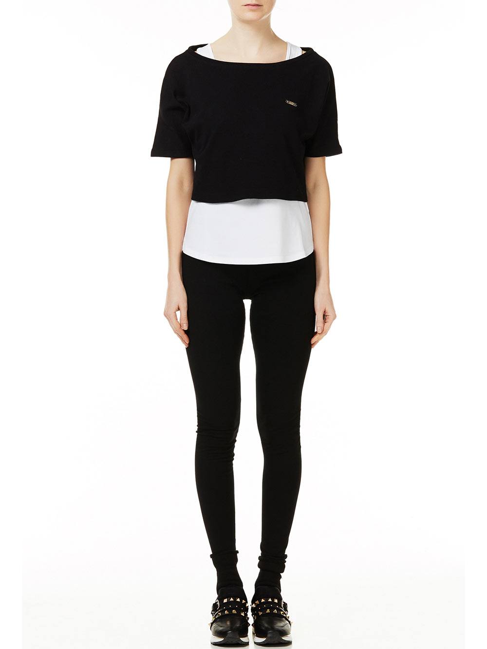 Completo Donna Liu Jo Sport: Canotta Bianca e Maglietta Nera - T67074J79703156 Completo Donna Liu Jo Sport: Canotta Bianca e Maglietta Nera - T67074J79703156