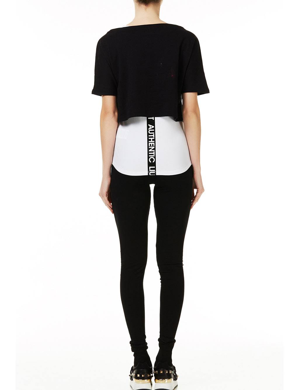 Completo Donna Liu Jo Sport: Canotta Bianca e Maglietta Nera - T67074J79703156 Completo Donna Liu Jo Sport: Canotta Bianca e Maglietta Nera - T67074J79703156
