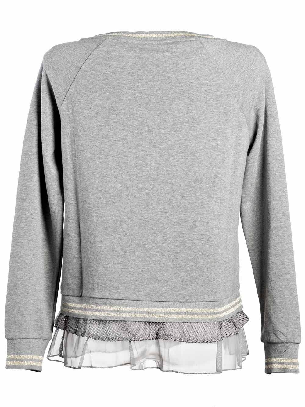 Felpa Donna Liu Jo Sport Grigia con Inserti in Tulle - T67048F06762060 B Felpa Donna Liu Jo Sport Grigia con Inserti in Tulle - T67048F06762060 B