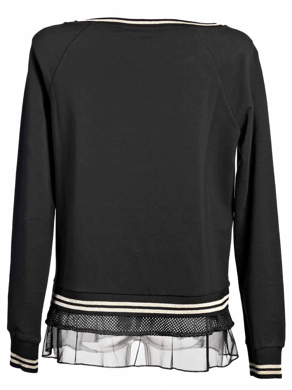 Felpa Donna Liu Jo Sport Nera con Inserti in Tulle - T67048F067622222 B