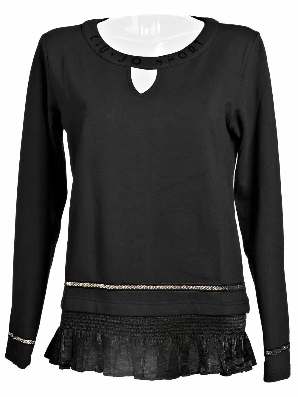Felpa Donna Liu Jo Sport Nera con Rifiniture in Oro - T67113F068322222