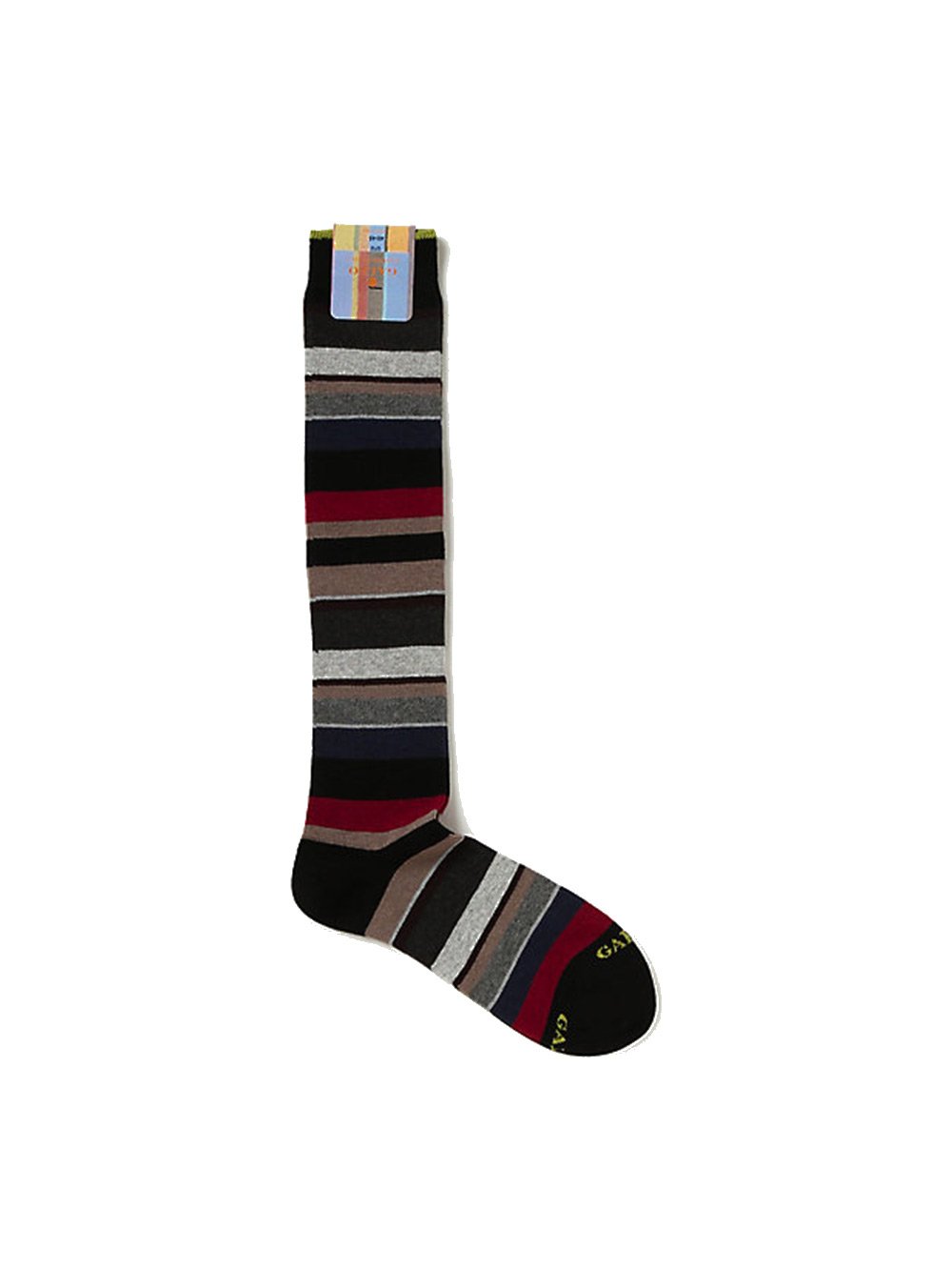 Gambaletto Uomo Gallo Fantasia Righe in Cotone Nero Grigio - AP10341311885 Gambaletto Uomo Gallo Fantasia Righe in Cotone Nero Grigio - AP10341311885