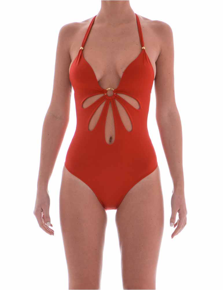 Costume Intero Donna Pin Up Rosso Allacciato Al Collo - 18P3081010 (3) Costume Intero Donna Pin Up Rosso Allacciato Al Collo - 18P3081010