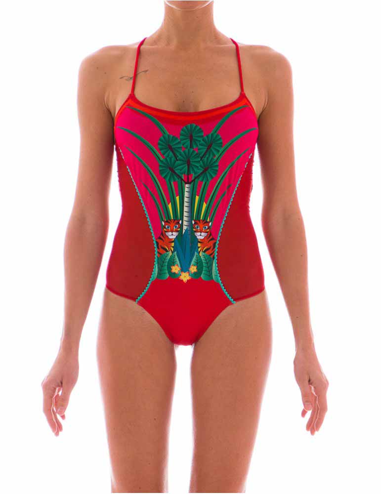 Costume Intero Donna Pin Up Rosso con Spallino Fine - 18P3531018 (2) Costume Intero Donna Pin Up Rosso con Spallino Fine - 18P3531018