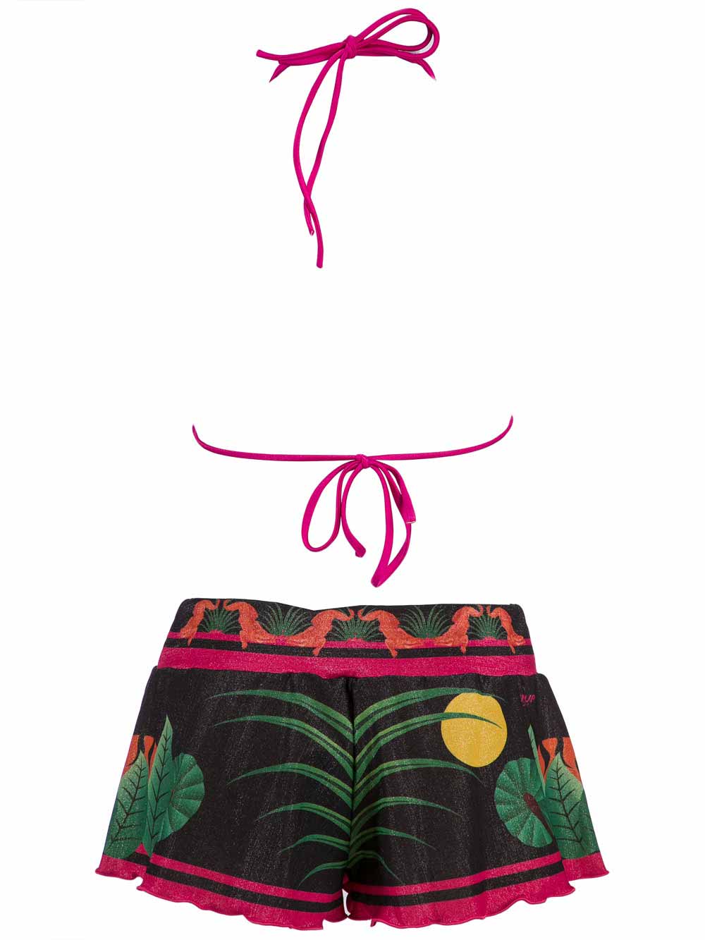 Shorts Donna Pin Up Nero con Stampa Jungle - 18P358SH034 (1)