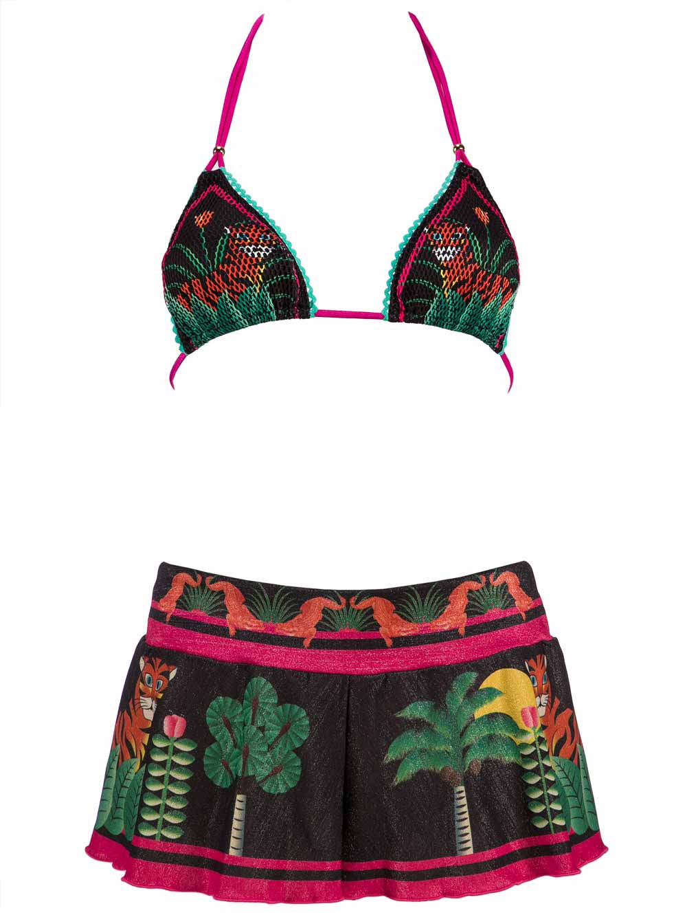 Shorts Donna Pin Up Nero con Stampa Jungle - 18P358SH034 (2)