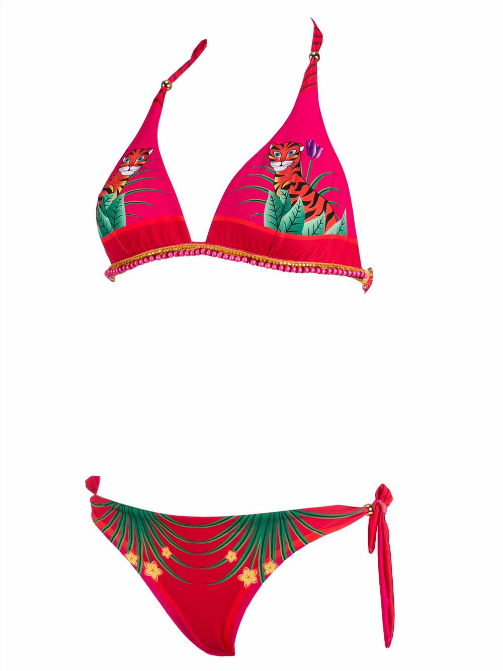 Bikini Donna Pin Up Rosa con Stampa Jungle - 18P351F018 (2)