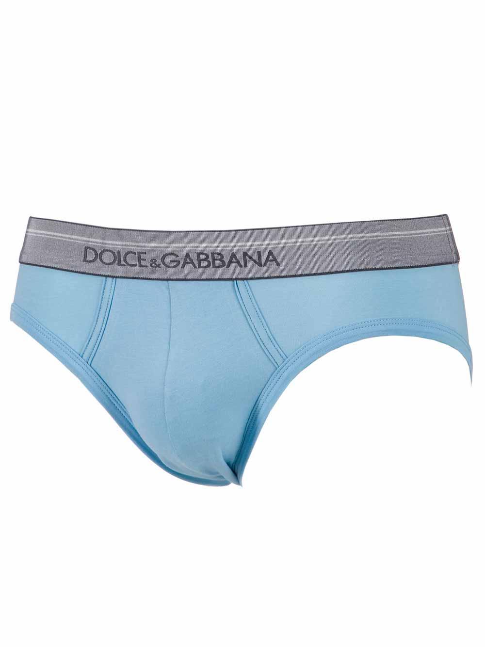 Slip Uomo Dolce & Gabbana Blu con Elastico Argentato - N3C22JFUGIAB0196 Slip Uomo Dolce & Gabbana Blu con Elastico Argentato - N3C22JFUGIAB0196