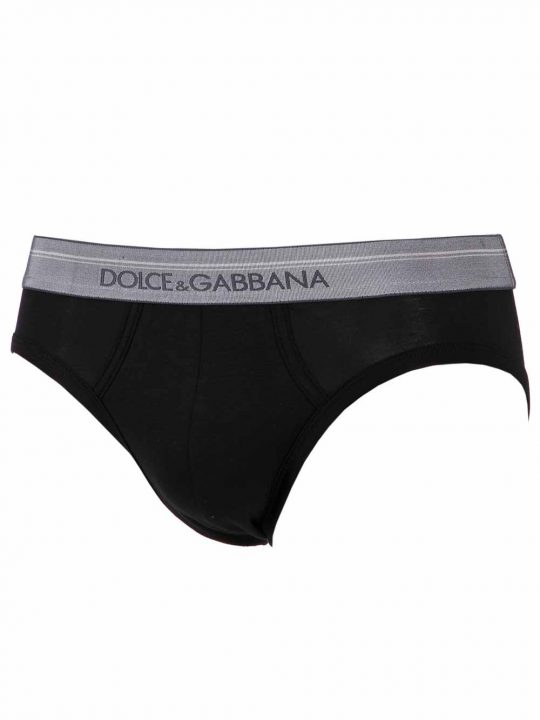 Slip Uomo Dolce & Gabbana Nero con Elastico Argentato - N3C22JFUGIAN0000
