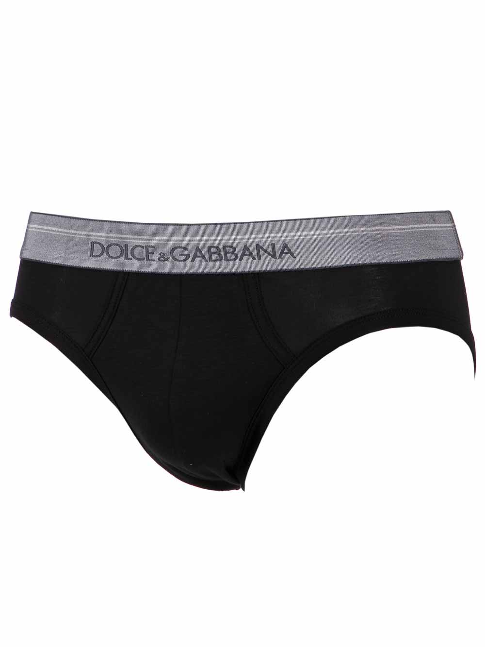 Slip Uomo Dolce & Gabbana Nero con Elastico Argentato - N3C22JFUGIAN0000 Slip Uomo Dolce & Gabbana Nero con Elastico Argentato - N3C22JFUGIAN0000
