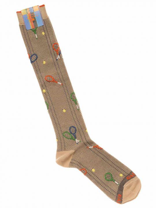 Gambaletto Uomo Gallo Fantasia Righe Racchette Tennis Beige - AP50504111214