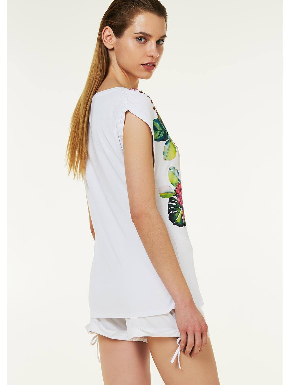 Maglia Donna Liu Jo Sport Bianca con Stampa Multicolor - V18049J790511110 (1)