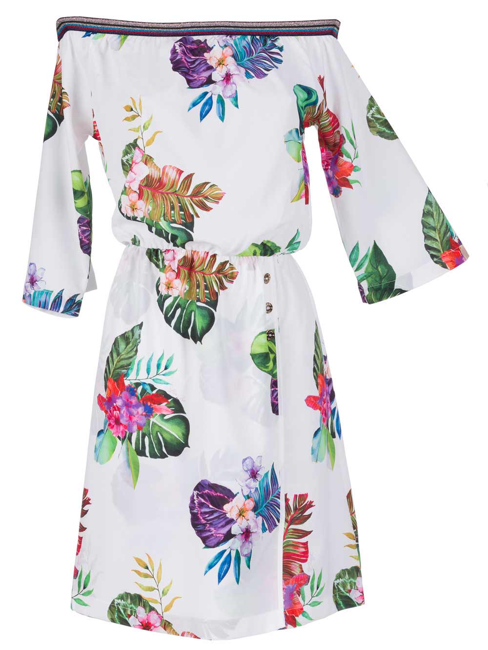 Abito Bianco Donna Liu Jo Beachwear con Stampe Floreali - V18039T5171V9238 Abito Bianco Donna Liu Jo Beachwear con Stampe Floreali - V18039T5171V9238