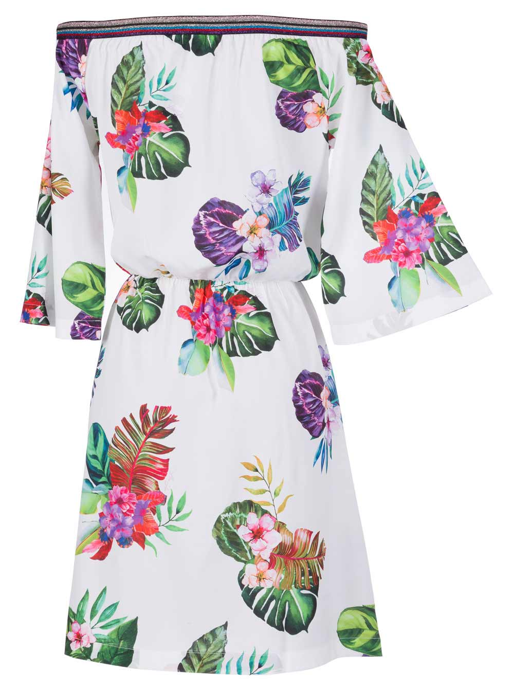 Abito Bianco Donna Liu Jo Beachwear con Stampe Floreali - V18039T5171V9238 Abito Bianco Donna Liu Jo Beachwear con Stampe Floreali - V18039T5171V9238