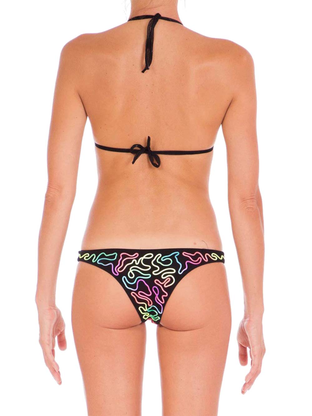 Bikini-Donna-Pin-Up-Nero-in-Toulle-con-Ricami-Multicolore---18P055S34 Bikini-Donna-Pin-Up-Nero-in-Toulle-con-Ricami-Multicolore---18P055S34