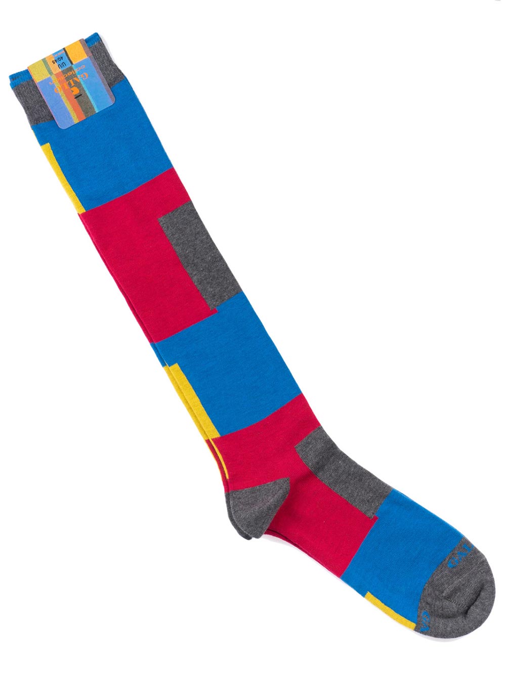 Gambaletto-Uomo-Gallo-in-Cotone-Fantasia-Cubismo-Blu-Rosso-e-Grigio---AP50644812154 Gambaletto-Uomo-Gallo-in-Cotone-Fantasia-Cubismo-Blu-Rosso-e-Grigio---AP50644812154