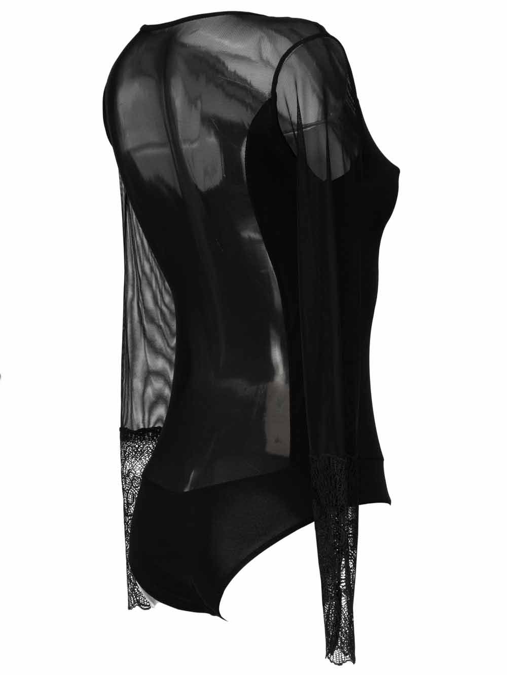 Body Esternabile Donna Luna in Toulle e Microfibra Nero - 84041 Body Esternabile Donna Luna in Toulle e Microfibra Nero - 84041
