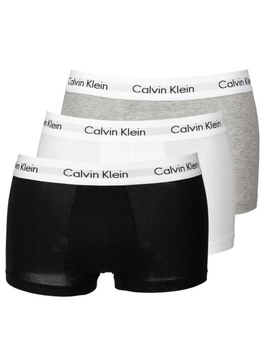 Boxer Uomo Tripack Basic Calvin Klein in Cotone Grigio Nero e Bianco - U2664G998