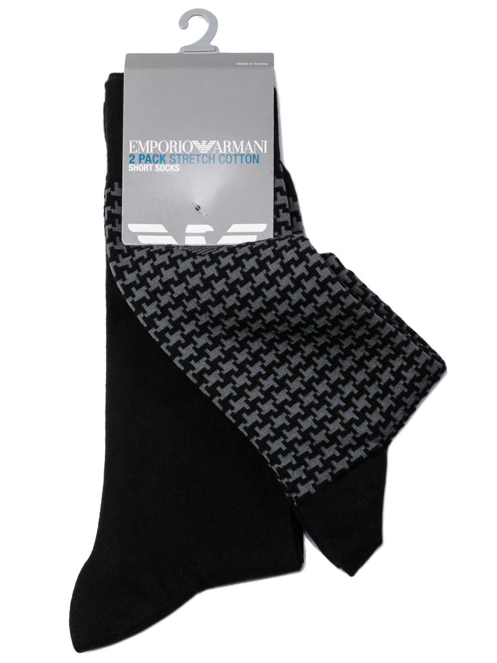 Calzini Corti Uomo Bipack Emporio Armani in Cotone Nero - 3023028A2742040