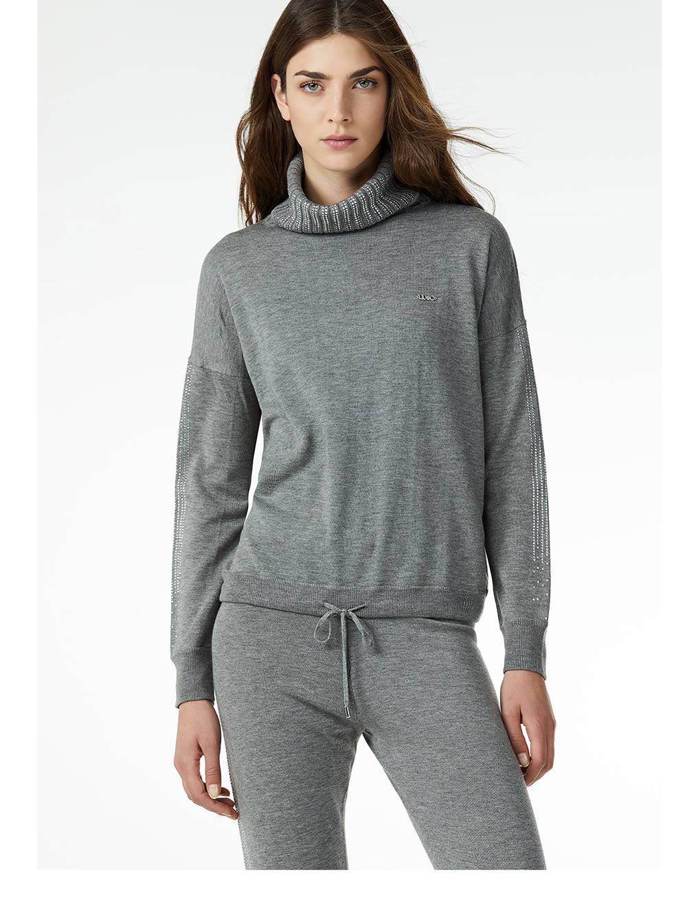 Dolcevita Donna Liu Jo Sport Grigio in Tessuto con Strass - T68100MAG3402060 Dolcevita Donna Liu Jo Sport Grigio in Tessuto con Strass - T68100MAG3402060
