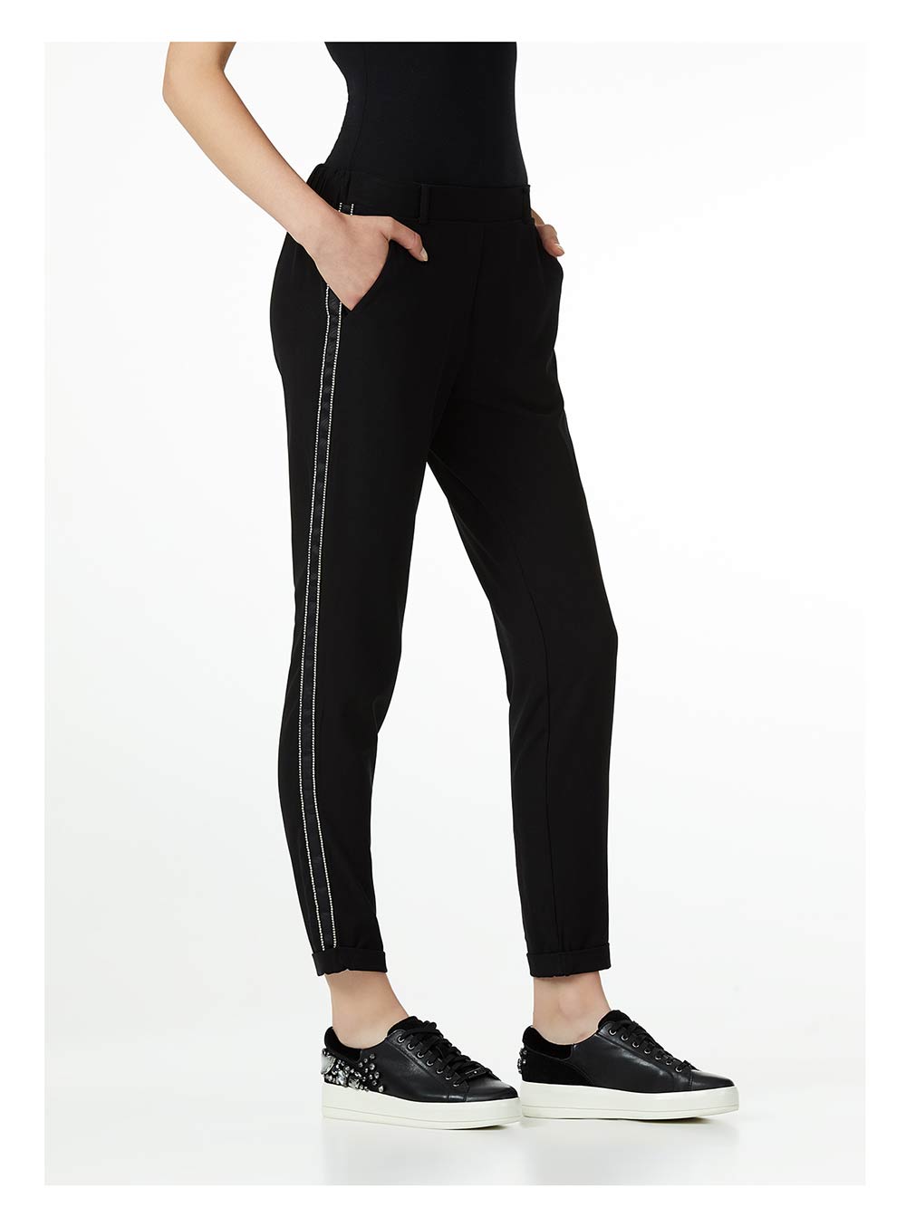 Pantalone Donna Liu Jo Sport Nero in Tessuto Crepe Cascante - T68116T842322222 Pantalone Donna Liu Jo Sport Nero in Tessuto Crepe Cascante - T68116T842322222