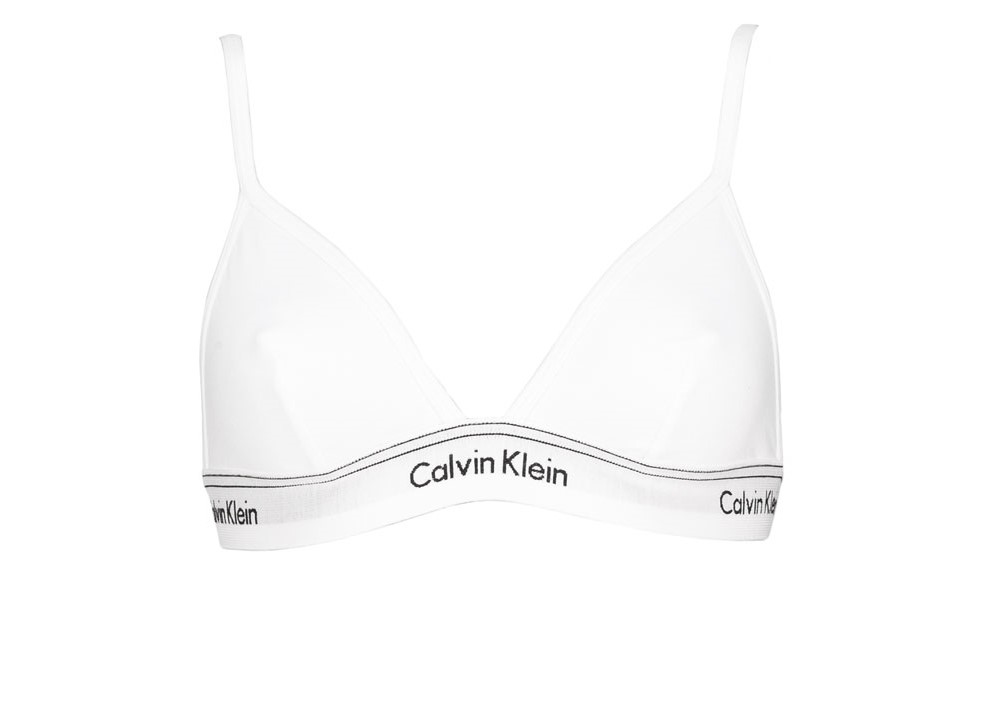 Top Triangolo Calvin Klein in Cotone Bianco - QF4523E100