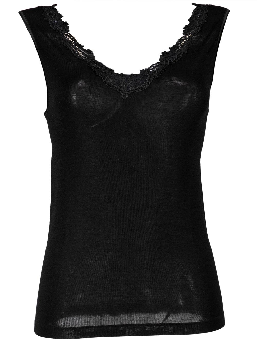 Canottiera Intima Donna Oscalito in Lana e Seta con Pizzo Nera - 823220 Canottiera Intima Donna Oscalito in Lana e Seta con Pizzo Nera - 823220