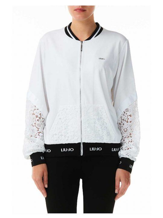 Felpa Aperta Donna Liu Jo Sport con Ricami Bianca - T19090J565110601
