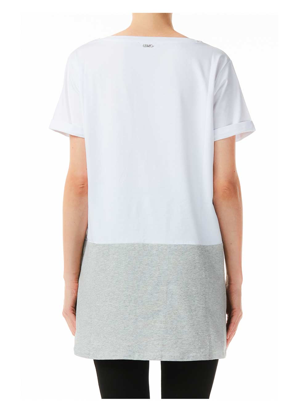 Maglia Lunga Donna Liu Jo Sport Stampa Logo con Borchie Bianca - T19077J5003U9131