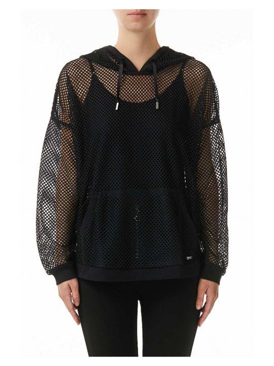 Maglia Manica Lunga Donna Liu Jo Sport con Cappuccio in Rete Nera - T19148J569322222