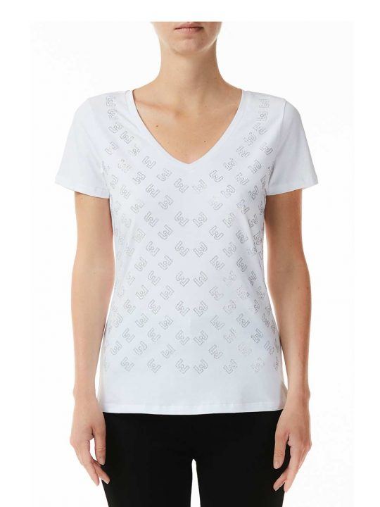 Maglietta Donna Liu Jo Sport Stampa Logo Bianca - T19118J500310601