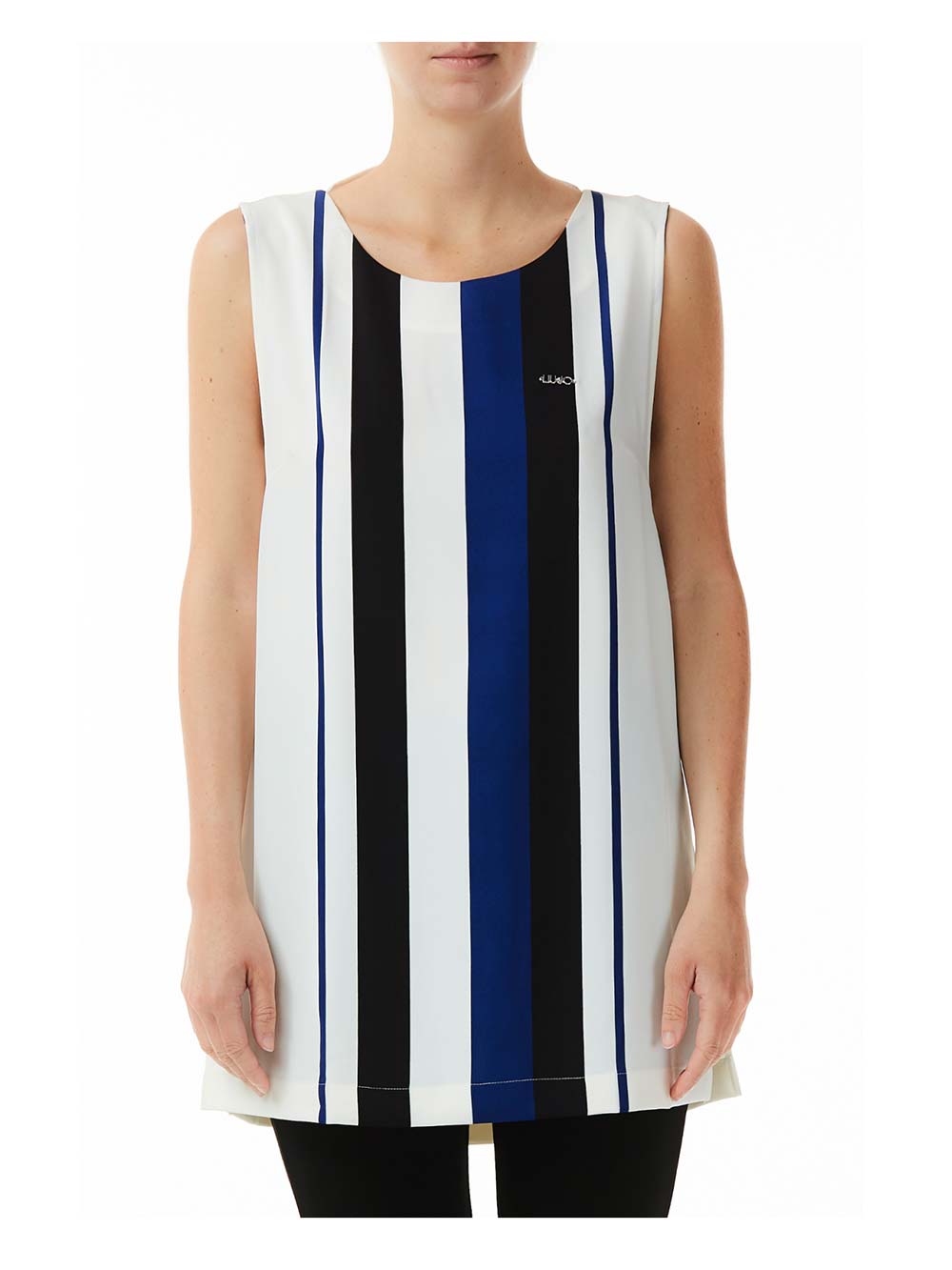Tunica Smanicata Donna Liu Jo Sport Fantasia Righe Nere e Blu - T19012T4012U9047 Tunica Smanicata Donna Liu Jo Sport Fantasia Righe Nere e Blu - T19012T4012U9047