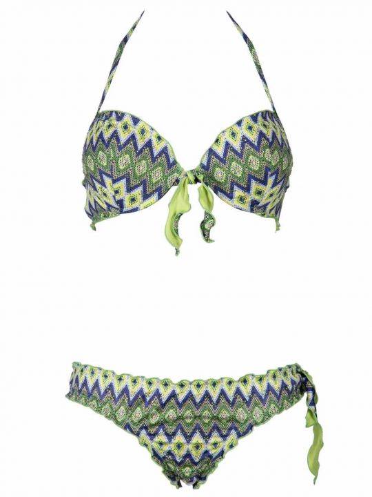 Bikini Donna Valery Prestige Beachwear Verde stampa Chevron - RGB08CRO