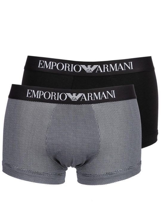 Boxer Bipack Uomo Emporio Armani in Cotone Nero e Microfantasia - 1112109P50464320